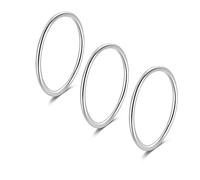 Minimalist Knuckle Rings Set 1.2MM Thin Line Stackable Stacking Midi Thumb Band Ring 925 Sterling Silver for Women Size H 1/2