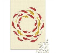 Minimalist Koi Fish Circle Animals Art Jigsaw Puzzle for Adults, 1000 Pieces, 38x26cm/1000pcs, Fresh Winter Hobby, Relaxing Home Time And January Evenings