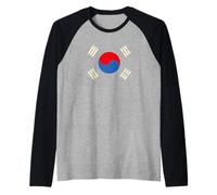 Minimalist Korean Flag Art Illustration Raglan Baseball Tee