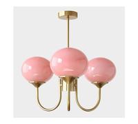 Minimalist Large - Mid Century Chandelier, Sputnik Glass Globe Pendant Farmhouse Industrial Gold Hanging Ceiling Light F, Pink