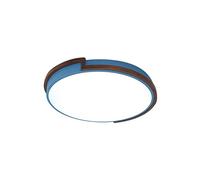 Minimalist LED Ceiling Light, Colored Round Solid Wood Ceiling Lamp, Flush Mount Ceiling Light, Acrylic Lamp Shade, 3 Color Temperatures Ceiling Lighting Fixture,Hanging Light(Blue,43cm)