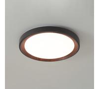 Minimalist LED Ceiling Light, Dimmable Round Wood Grain Fixture for Bedroom, Office, Study - Mid Century Modern Close to Ceiling
