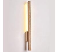 Minimalist LED Wall Sconce - Natural Travertine & Solid Wood - Japanese Wabi-sabi Design for Staircase, Aisle, Hallway, Bedroom & Living Room - Long Strip Wall Light