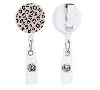 Minimalist Leopard Print Retractable Badge Holder Reel Clip ID Card Holder for Doctor Nurse Student Office Worker