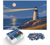 Minimalist Lighthouse at Night Illustration Jigsaw Puzzle, 1000 Piece | For a Christmas gift idea for puzzle fans: 1000-piece adult jigsaw offers 1000 pieces for the Christmas break.