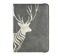 Minimalist Line Art Animal Print Reindeer Leather Passport Holder Combo with Vaccine Card Slot Vaccine Card Holder Cover Combo Lightweight
