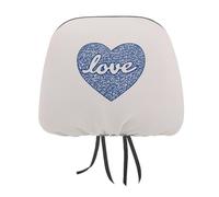 Minimalist Line Art Cartoon Heart Love Word Printed Car Headrest Cover,2 Pieces, Elastic Comfort Head Rest Cover for Women Men, Universal Fits Most Cars Van SUV Truck, Car Interior Decor Accessories