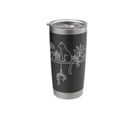 Minimalist Line Art Cat Gardening Boho Botanical Cat Stainless Steel Insulated Tumbler