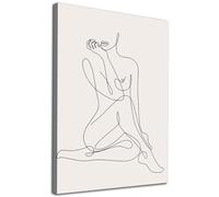 Minimalist Line Drawing Art Print Woman Body Line Drawing Wall Art Abstract Minimalist Woman Outline Painting Female Body Line Art Woman Silhouette Poster Black White Beige Poster 16x24in Frame