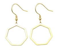 Minimalist Line Geometric Necklace, Gold Silver Polished Hollow Crown Square Triangle Octagon Spiral Charm Daily Wear Jewelry for Women, One Size, Stainless Steel, No Gemstone