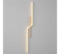 Minimalist Linear Wall Lamp - Metal & Wood Grain Finish, Water Transfer Design for Bedroom, Living Room, Corridor - Stylish Interior Lighting Decoration (Grain Color)