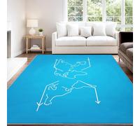 Minimalist Lines Artistic 80 x 150 cm Rug, Blue Rugs Non Slip Washable Area Rug, World Map Flight Route Resistant Rugs for Study