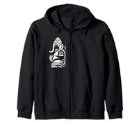 Minimalist Lord Ganesha Modern Hindu Line Art Zip Hoodie