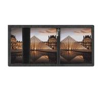 Minimalist Louvre Museum in Paris Trifold Wallet for Men | Slim Front Pocket with Key Hook | Extra Capacity Billfold with 8 Card Slots | 1 Clear Id Window | 1 Zip Coin Pocket | Gift for Him