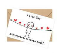 Minimalist Love Card, 1 pc Beige Red Heart I Love You Immensely Card | Single paper greeting card for a quiet romantic gesture, without extra pieces, framing or display parts