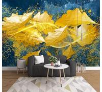 Minimalist Luxe Three Dimensional Gold Leaves 3D Wallpaper Easy Install Feature Office Living Room Sofa Bedroom TV Background Wall Decoration-400cm×280cm