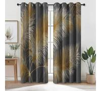 Minimalist Luxurious Feathers Living Room Darkening Curtains - Multicolor Microfiber eyelet Window,W 46.06" x L 72.05"(2 Panels) Window Treatment Sets