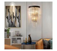 Minimalist Luxury Crystal Black Wall Lamp Bedroom Bedside Dector Living Room Aisle TV Background LED Lighting,Wall lamp Indoor