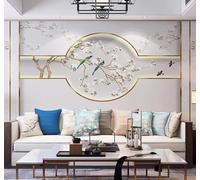 Minimalist Luxury Floral and Bird Geometric Personalised 3D Wallpaper Easy Install Feature Office Living Room Sofa Bedroom TV Background Wall Decoration-150cm×105cm
