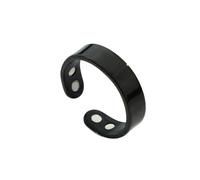 Minimalist Magnetic Ring Adjustable Stainless Steel Open Geometric U Shape Unisex Stackable Fidget Band for Office Daily Wear Black