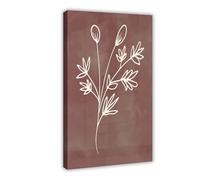 Minimalist Maroon Floral And Plant Line Poster 2 Canvas Poster Bedroom Decor Landscape Office Room Decor Gift 8" L X 12" W
