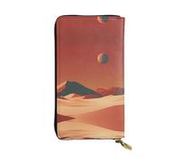 Minimalist Mars Zipper leather wallet, 7.5 * 4.1 inch long clutch bag, multiple compartments and large capacity, a good gift for friends