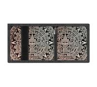 Minimalist Mayan Calendar End of The World Trifold Wallet for Men | Slim Front Pocket with Key Hook | Extra Capacity Billfold with 8 Card Slots | 1 Clear Id Window | 1 Zip Coin Pocket | Gift for Him