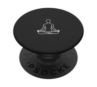 Minimalist Meditating Woman Line Art - Anthracite PopSockets Adhesive PopGrip
