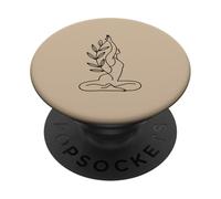 Minimalist Meditating Woman Line Art - Beige PopSockets Adhesive PopGrip