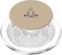 Minimalist Meditating Woman Line Art - Beige PopSockets PopGrip for MagSafe