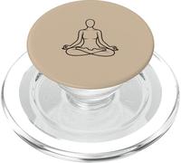 Minimalist Meditating Woman Line Art - Beige PopSockets PopGrip for MagSafe