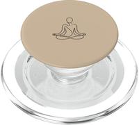 Minimalist Meditating Woman Line Art - Beige PopSockets PopGrip for MagSafe