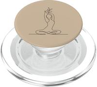 Minimalist Meditating Woman Line Art - Beige PopSockets PopGrip for MagSafe