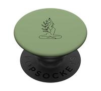 Minimalist Meditating Woman Line Art - Matcha Green PopSockets Adhesive PopGrip