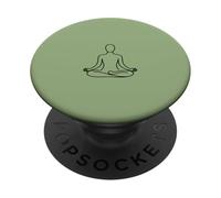 Minimalist Meditating Woman Line Art - Matcha Green PopSockets Adhesive PopGrip