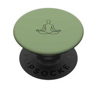 Minimalist Meditating Woman Line Art - Matcha Green PopSockets Adhesive PopGrip