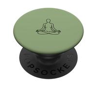 Minimalist Meditating Woman Line Art - Matcha Green PopSockets Adhesive PopGrip