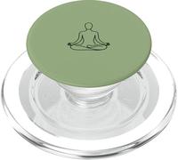 Minimalist Meditating Woman Line Art - Matcha Green PopSockets PopGrip for MagSafe