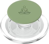 Minimalist Meditating Woman Line Art - Matcha Green PopSockets PopGrip for MagSafe