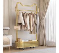 Minimalist Metal Clothing Rack - 100cm (39.4in) Portable Garment Rack for Bedroom & Office - Stylish Gold Design, Durable & Space-Saving Solution