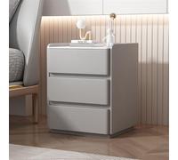 Minimalist Modern Bedside Table with Three Drawers, Solid Wood Construction for Bedroom Storage, Floor-Standing Design Enhances Space Efficiency