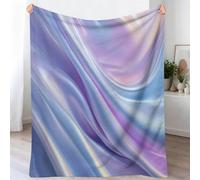 Minimalist Modern Blanket Throws for Sofas, Blue Purple Gradient Fluid Colorful Bands Fleece Throw Blankets, 220 x 240 cm Bed Soft Lightweight Warm Throw Blankets Decorative for All Seasons