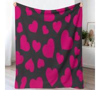 Minimalist Modern Blanket Throws for Sofas, Pink Geometric Heart Fleece Throw Blankets, 70 x 100 cm Bed Soft Lightweight Warm Throw Blankets Decorative for All Seasons