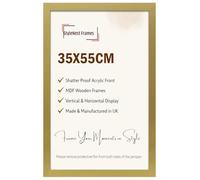 Minimalist Modern Large Flat Picture Photo Poser Frames 55x35 Cm Jigsaw Puzzle Frame | With Shatter-proof Styrene | Mdf Wood Vertical/Horizontal For Home Office Livingroom-Gold