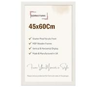 Minimalist Modern Large Flat Picture Photo Poser Frames 60x45 Cm Jigsaw Puzzle Frame | With Shatter-proof Styrene | Mdf Wood Vertical/Horizontal For Home Office Livingroom-White