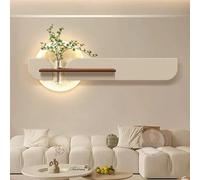 Minimalist Modern Porch Decoration Painting with LED Lights, Hydroponic Green Plants and Sandstone Wall Art for Corridor and Entrance