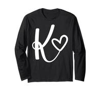 minimalist monogram name initial letter K white heart shape Long Sleeve T-Shirt