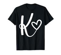 minimalist monogram name initial letter K white heart shape T-Shirt