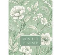 Minimalist Monthly Planner Undated: Green Floral 18 Month Large 8x10 Simple Calendar + Graph Note Pages for Flexible Stress Free Planning