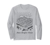 Minimalist Mount Mansfield Vermont Sunset Line Art Long Sleeve T-Shirt